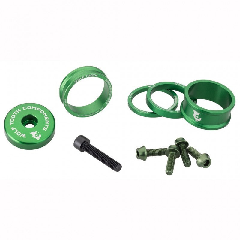 Välikappaleet, varren suojus ja ruuvit WOLFTOOTH BLING KIT Olive