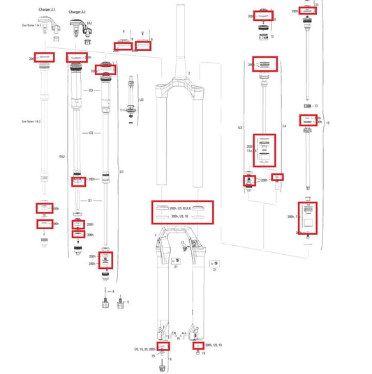 200 h/vuosi huoltosarja ROCKSHOX ZEB BASE/SELECT/SELECT+/ULTIMATE (2021+) GEN A1-A3