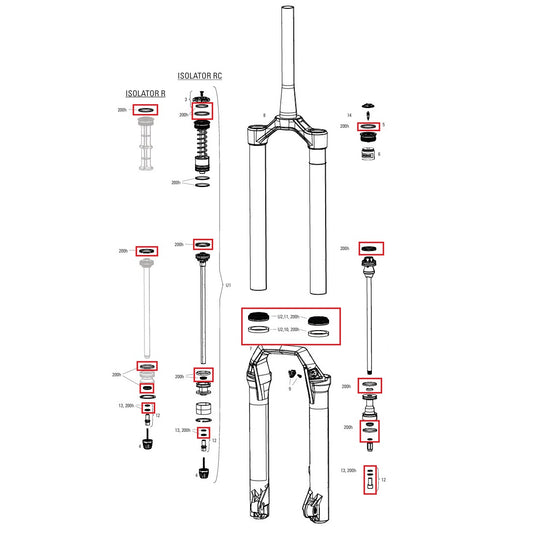200 h/vuosi huoltosarja ROCKSHOX DOMAIN (2025+) Sukupolvi C