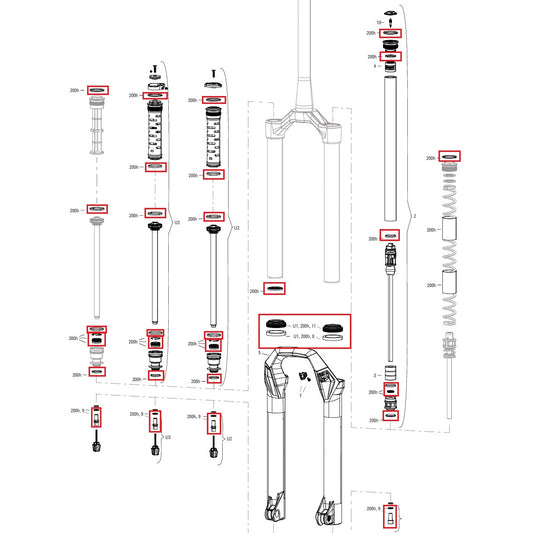 200 h/vuosi huoltosarja ROCKSHOX PSYLO Silver (2025+) Generation A