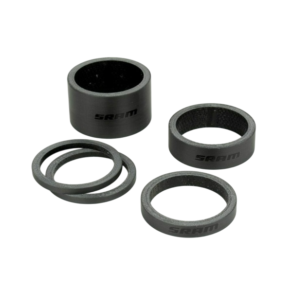 SRAM Carbon Logo Headset Spacers Black (2.5mm x2, 5mm x1, 10mm x1, 20mm x1)