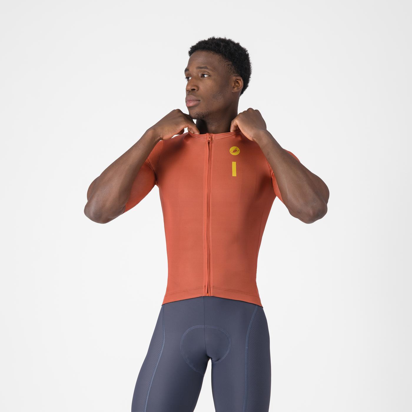 CASTELLI DRITTONE LOGO lyhythihainen Jersey Paprika