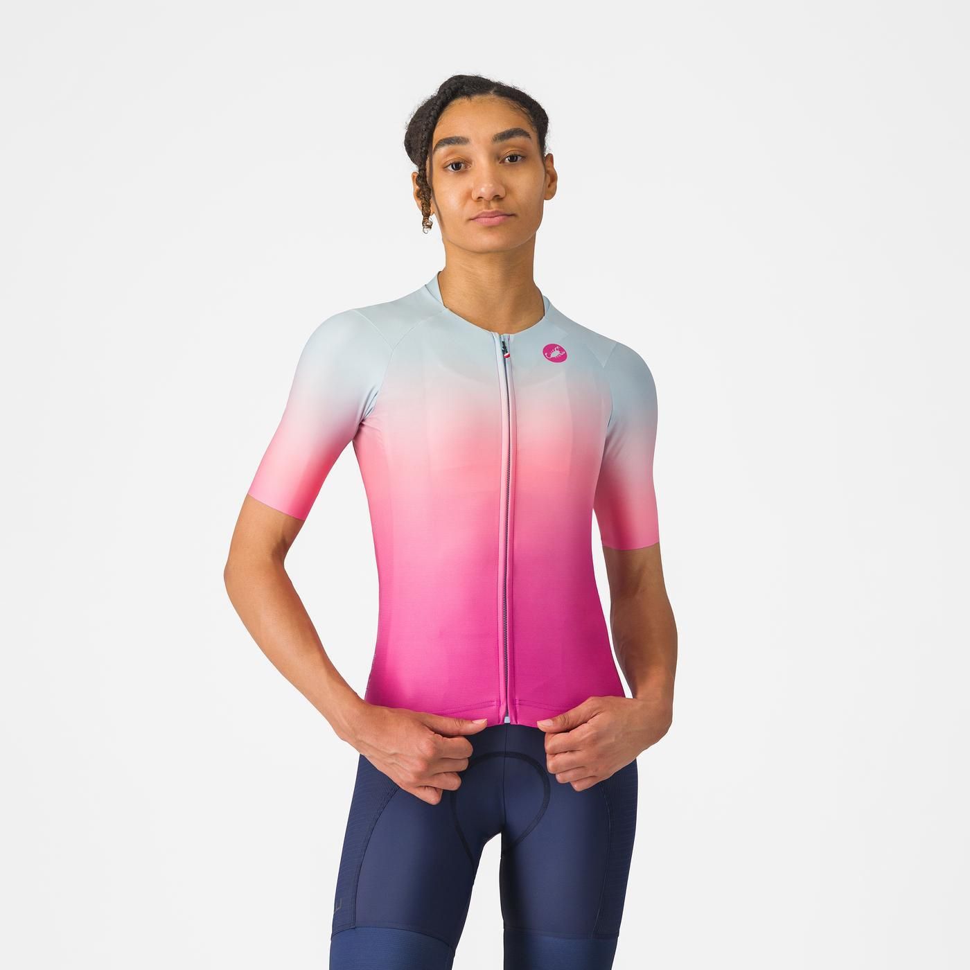 CASTELLI UPF naisten lyhythihainen vaaleanpunainen Jersey