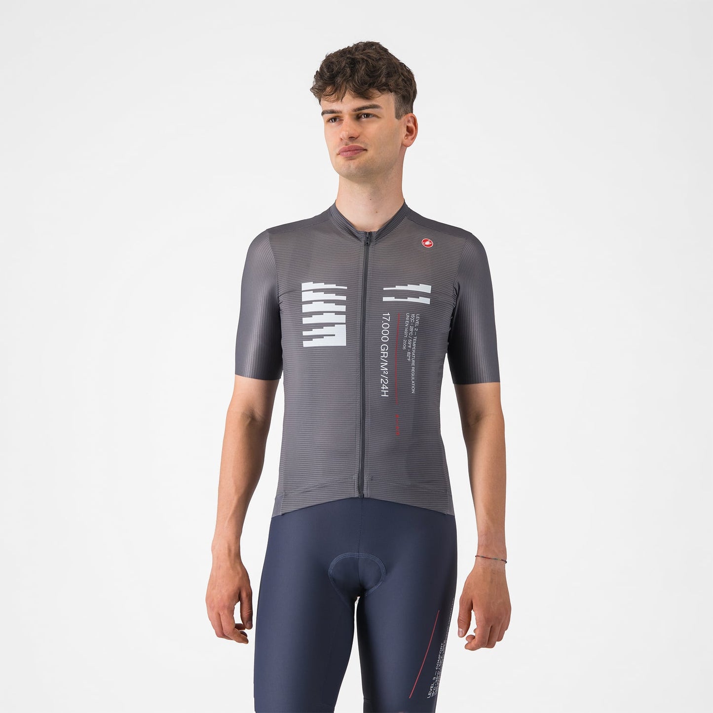 CASTELLI ESPRESSO R--A/D lyhythihainen trikoo Smoke Grey (savunharmaa)