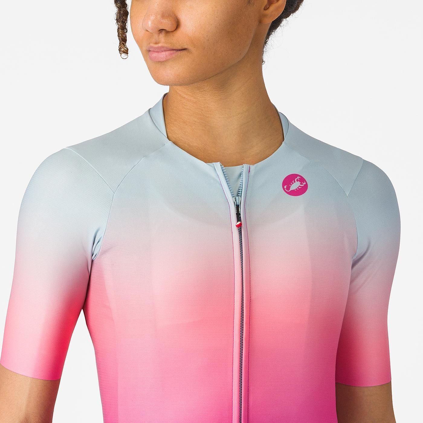 CASTELLI UPF naisten lyhythihainen vaaleanpunainen Jersey