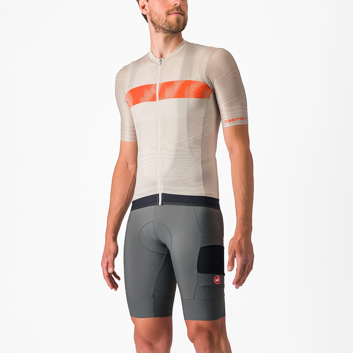 CASTELLI UNLIMITED ENDURANCE lyhythihainen trikoo harmaa/oranssi