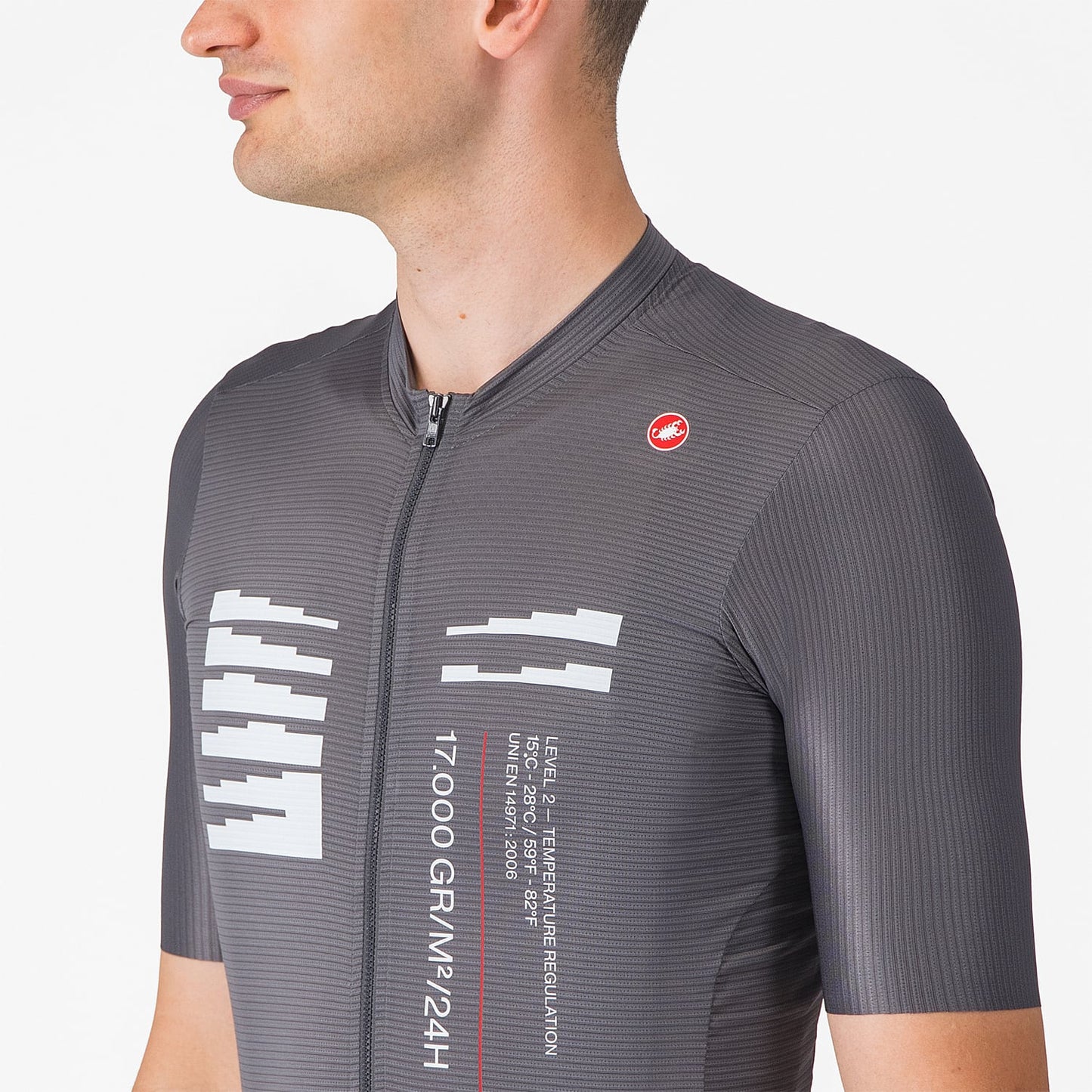 CASTELLI ESPRESSO R--A/D lyhythihainen trikoo Smoke Grey (savunharmaa)