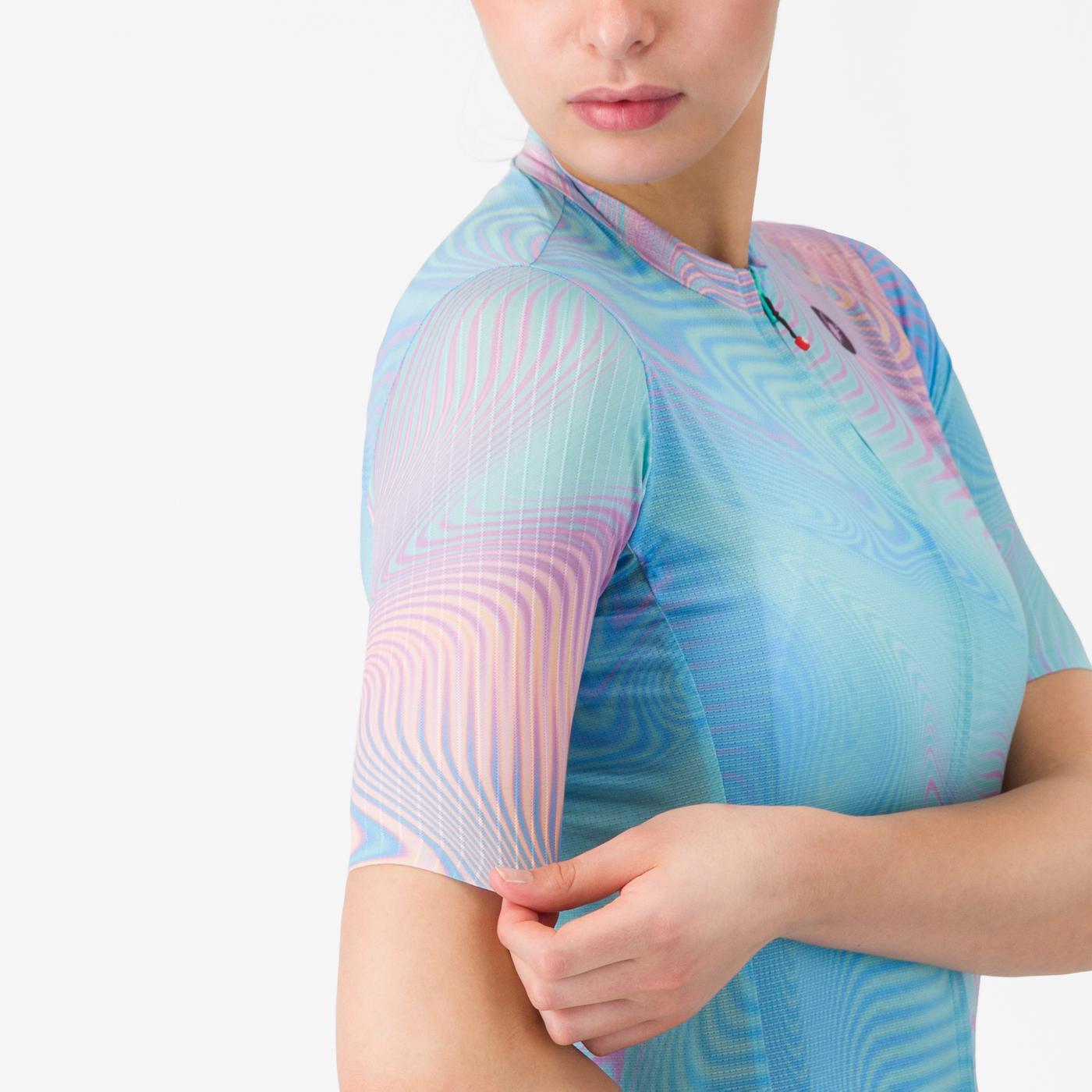 CASTELLI COSMIC VORTEX naisten lyhythihainen Jersey turkoosi