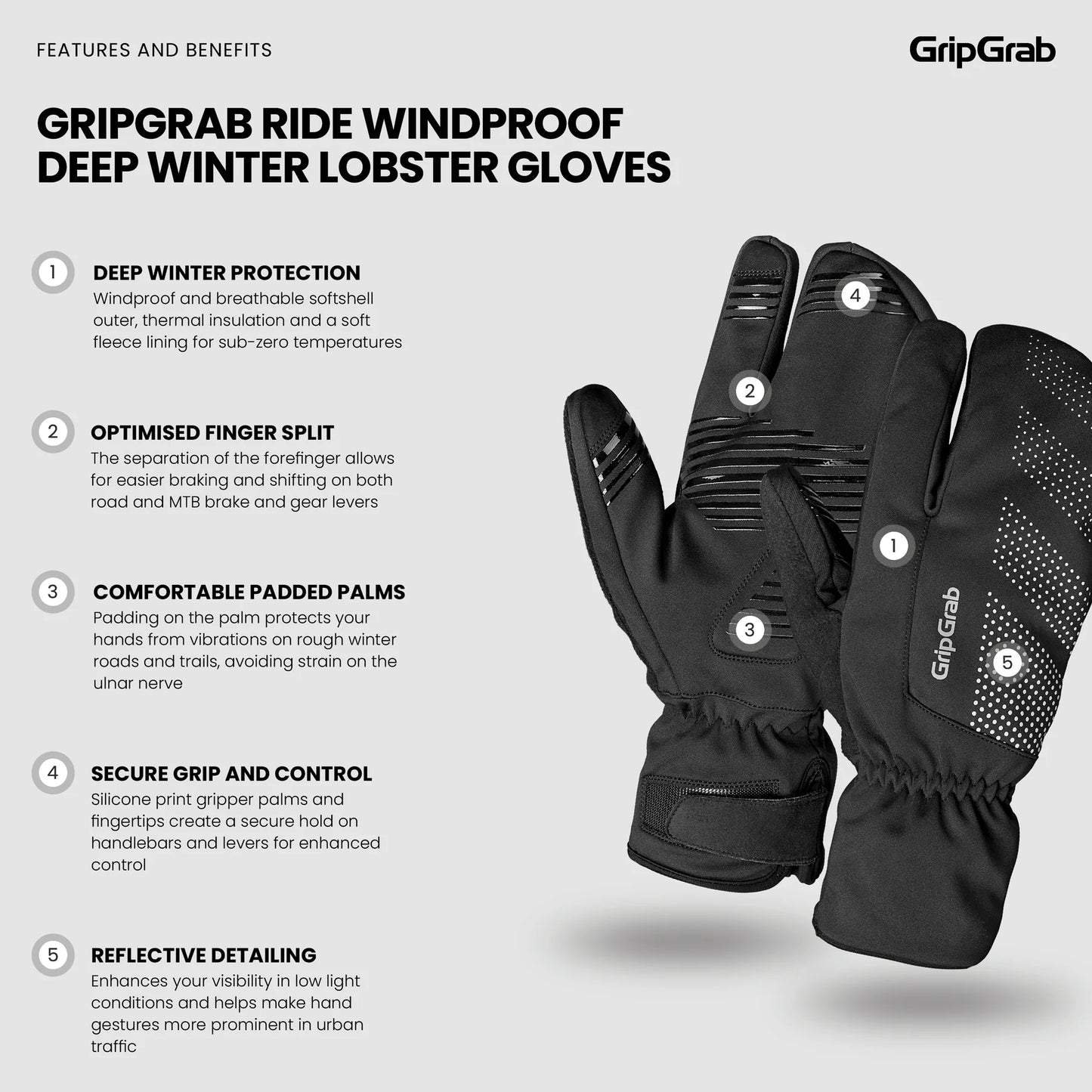 GRIPGRAB DEEP WINTER LOBSTER Käsineet Musta