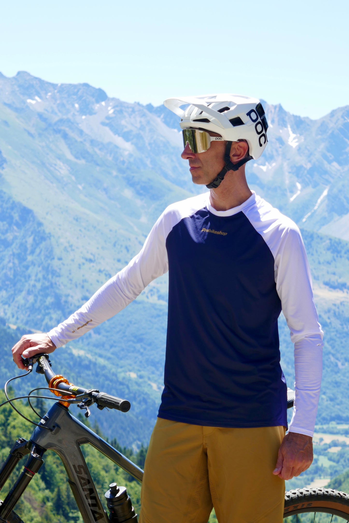 PROBIKESHOP FREERIDE pitkähihainen trikoo laivastonsininen/valkoinen