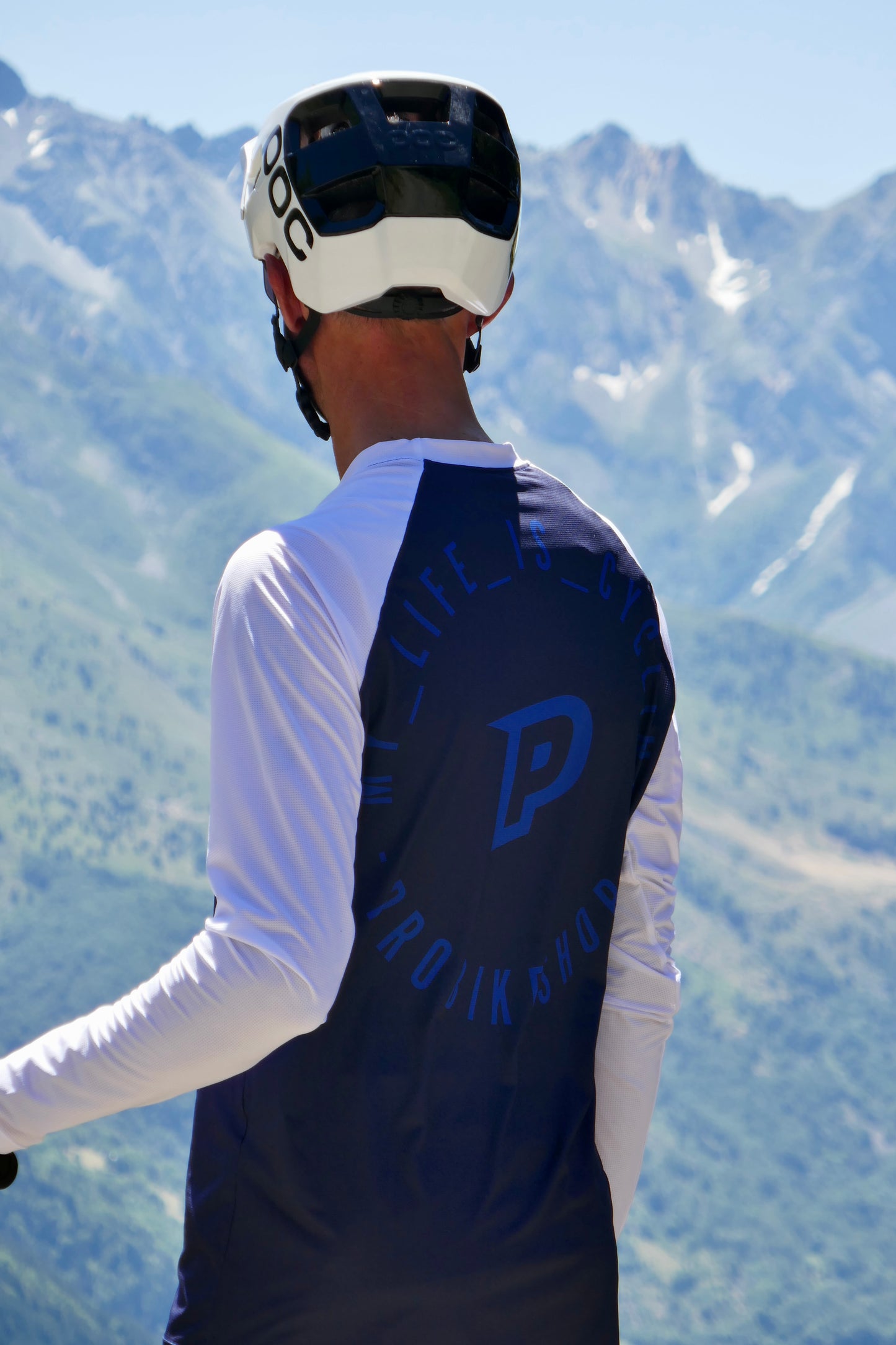 PROBIKESHOP FREERIDE pitkähihainen trikoo laivastonsininen/valkoinen