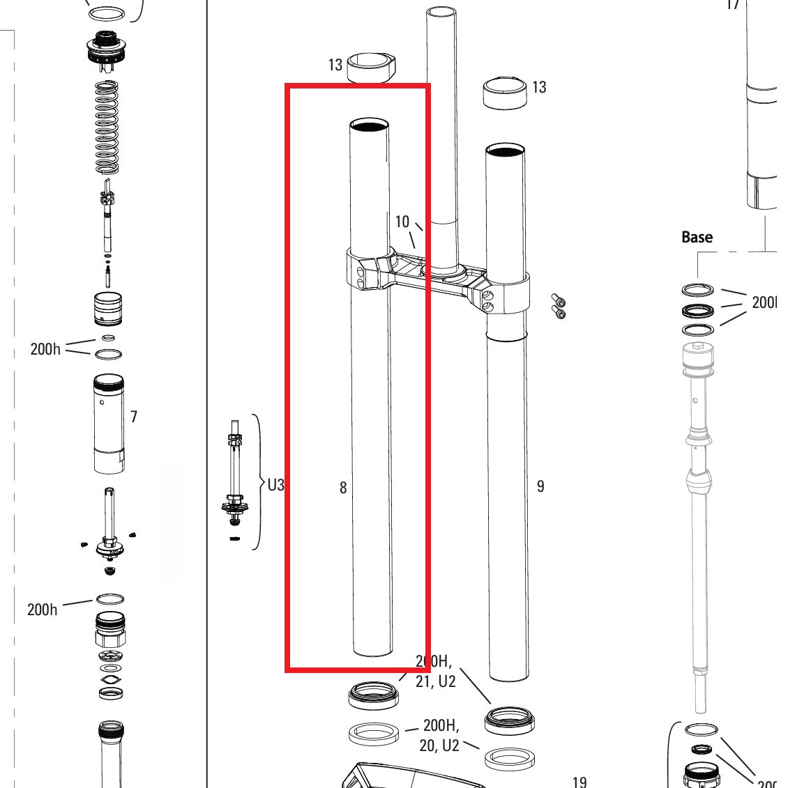 Suora Plunge ROCKSHOX 38MM BOXXER D1+(2024+) musta