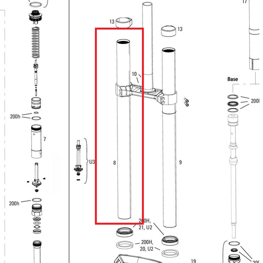 Suora Plunge ROCKSHOX 38MM BOXXER D1+(2024+) musta