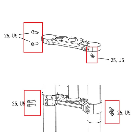 Ruuvisarja ROCKSHOX BOXXER D1 haarukan kruunuun (2024+)