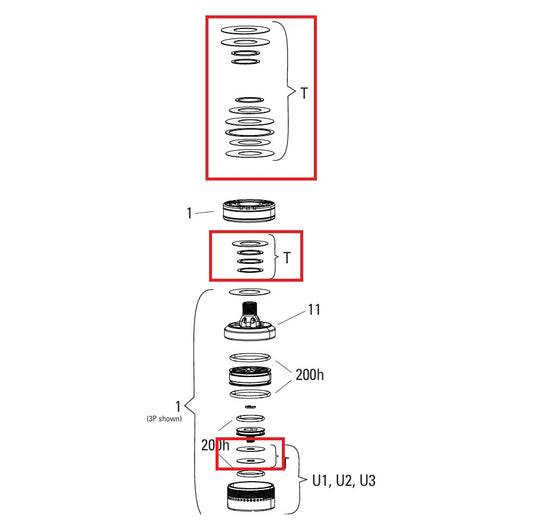 ROCKSHOX Iskun säätöaluslevyt SIDLUXE A2+:n pomppu- ja puristusjousille (2024+)
