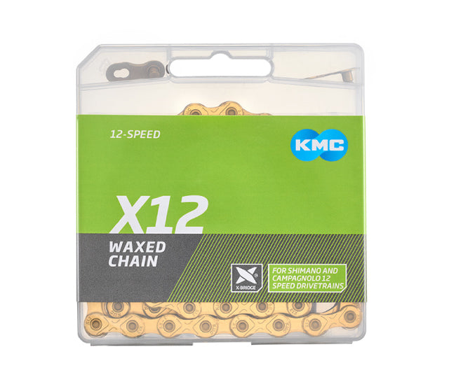 KMC X12 -ketju, 12 V, vahattu, kultainen