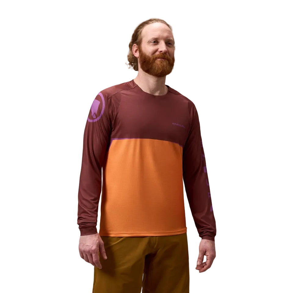 ENDURA SINGLETRACK CORE PRINTED Trikoo pitkähihainen End Orange