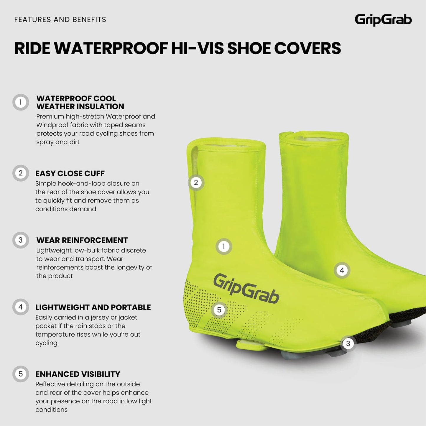 Saappaan suojus GRIPGRAB RIDE Hi-ViIS WATERPROOF Keltainen