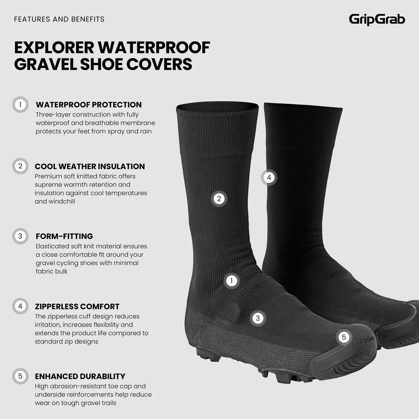 Saappaan suojus GRIPGRAB EXPLORER WATRPROOF GRAVEL Musta