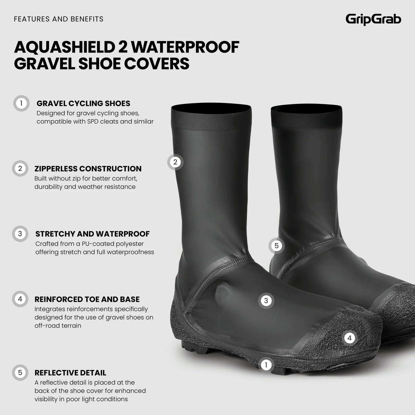 Saappaan suojus GRIPGRAB AQUASHIELD 2 WATERPROOF GRAVEL Musta