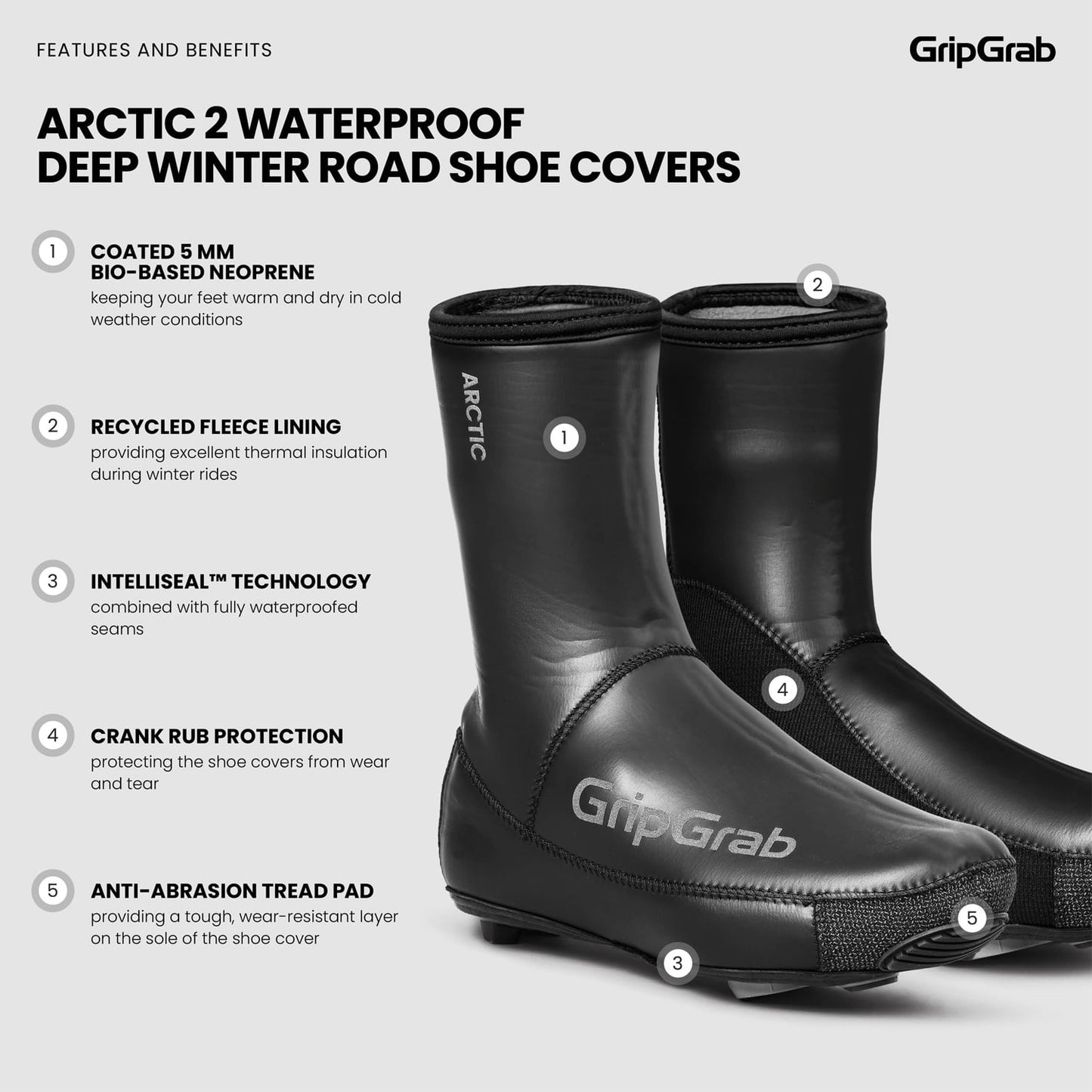 Saappaan suojus GRIPGRAB ARTIC 2 WATERPROOF ROAD Musta