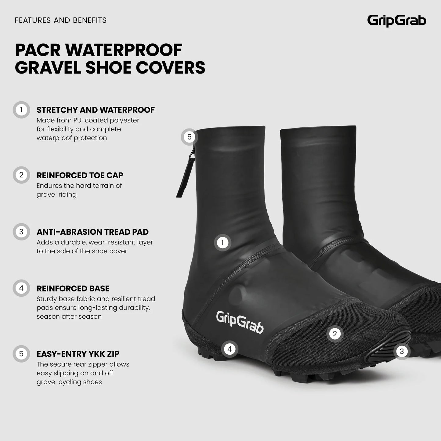 Saappaan suojus GRIPGRAB PACR WATERPROOF GRAVEL Musta