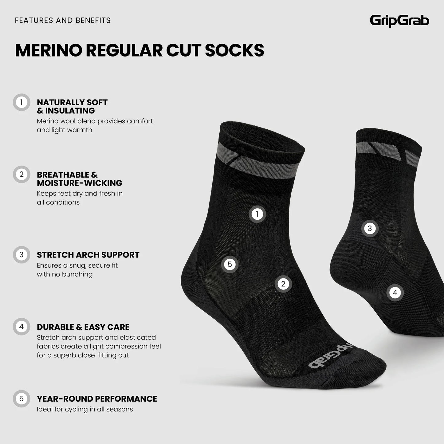 GRIPGRAB MERINO REGALAR -sukat Musta (x3)