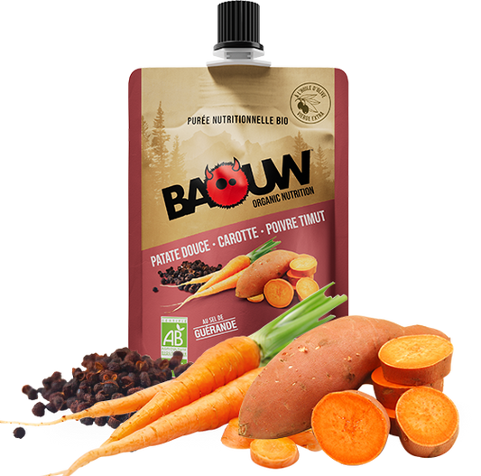 BAOUW Luomu Energiasose Suolainen resepti Bataatti/Porkkana/Paprika (90g)