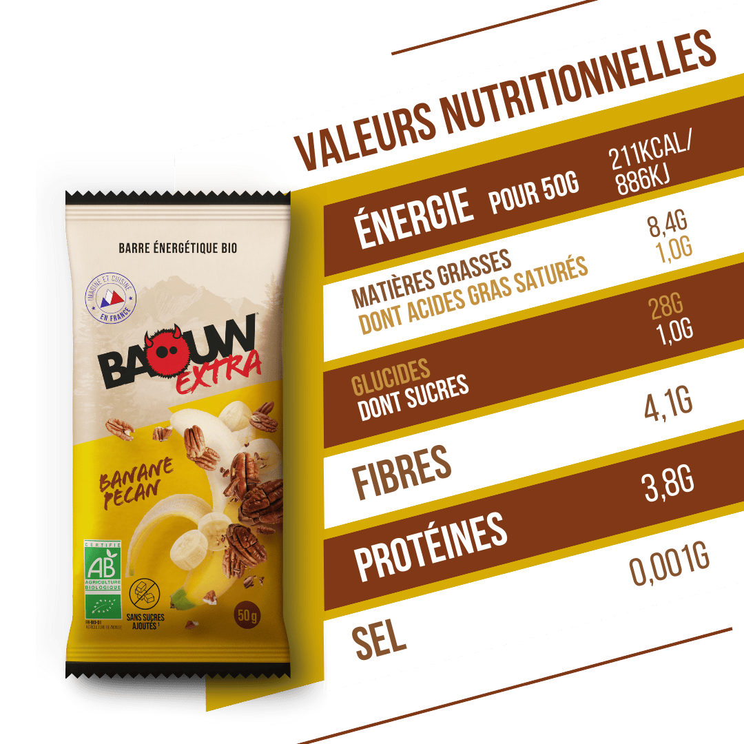 BAOUW ORGANIC EXTRA banaani-pekaani energiapatukka (50g)