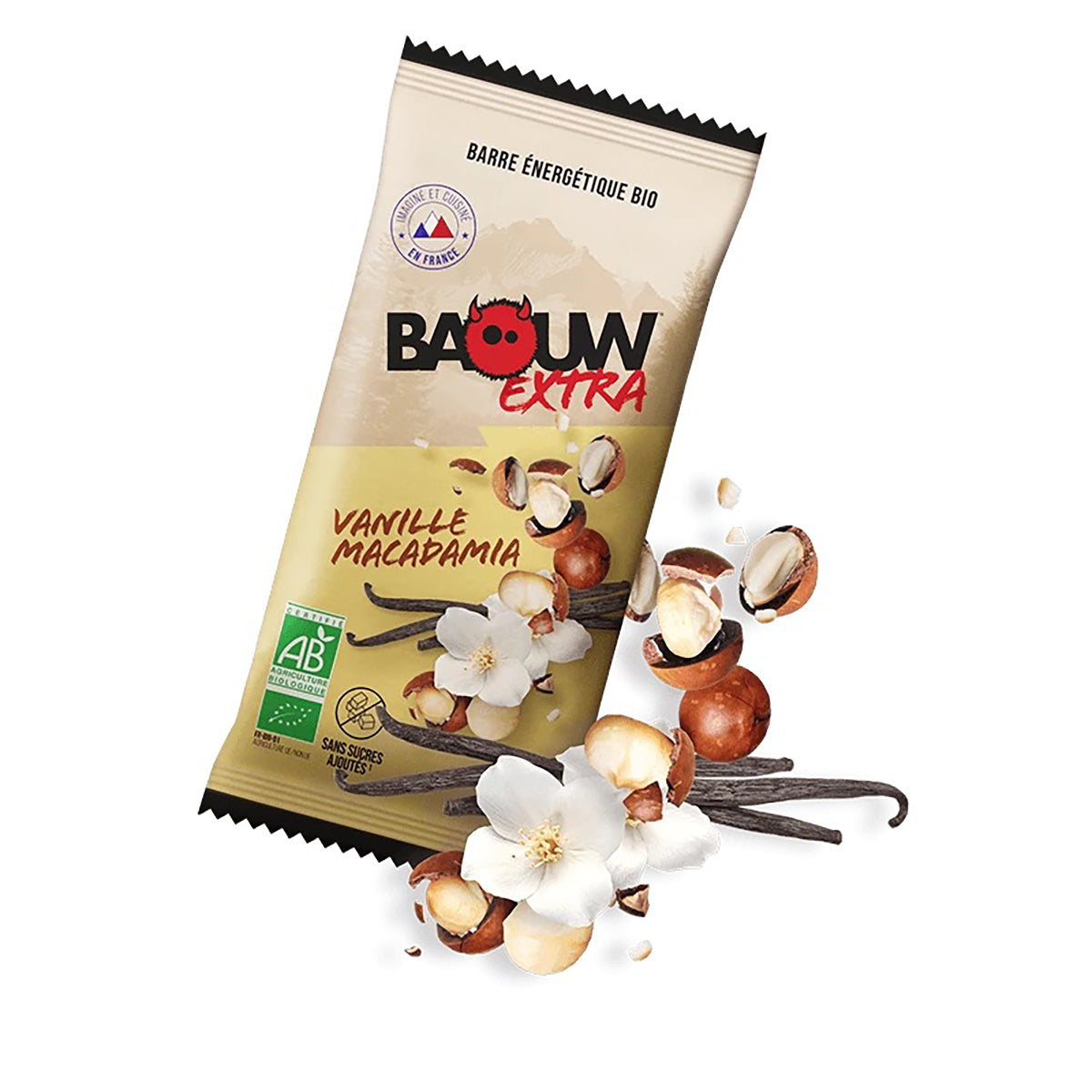 BAOUW ORGANIC EXTRA Vanilja-Macadamia energiapatukka (50g)