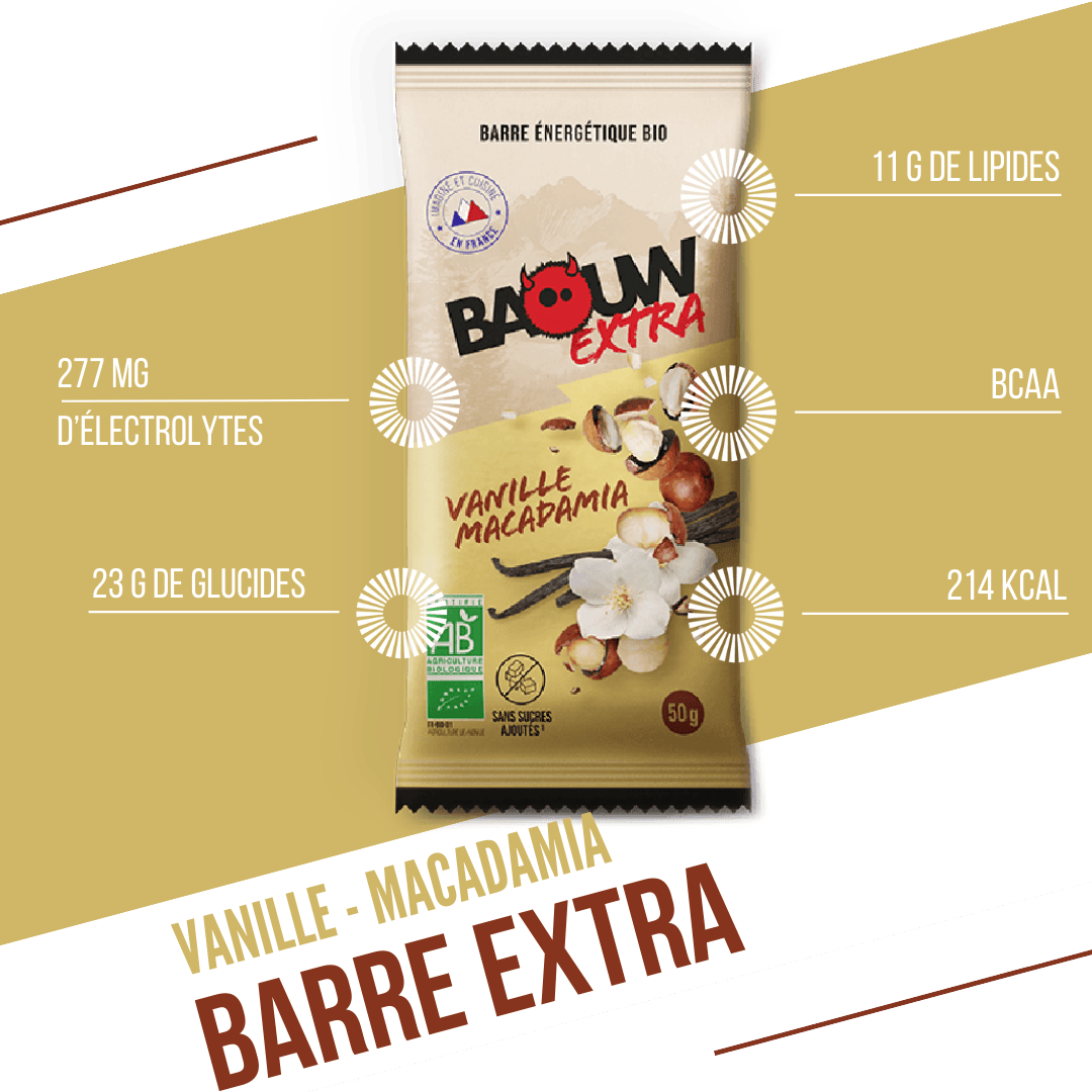 BAOUW ORGANIC EXTRA Vanilja-Macadamia energiapatukka (50g)
