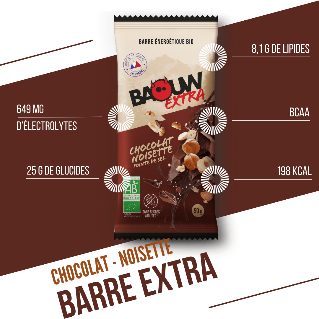 BAOUW ORGANIC EXTRA suklaa hasselpähkinä energiapatukka (50g)