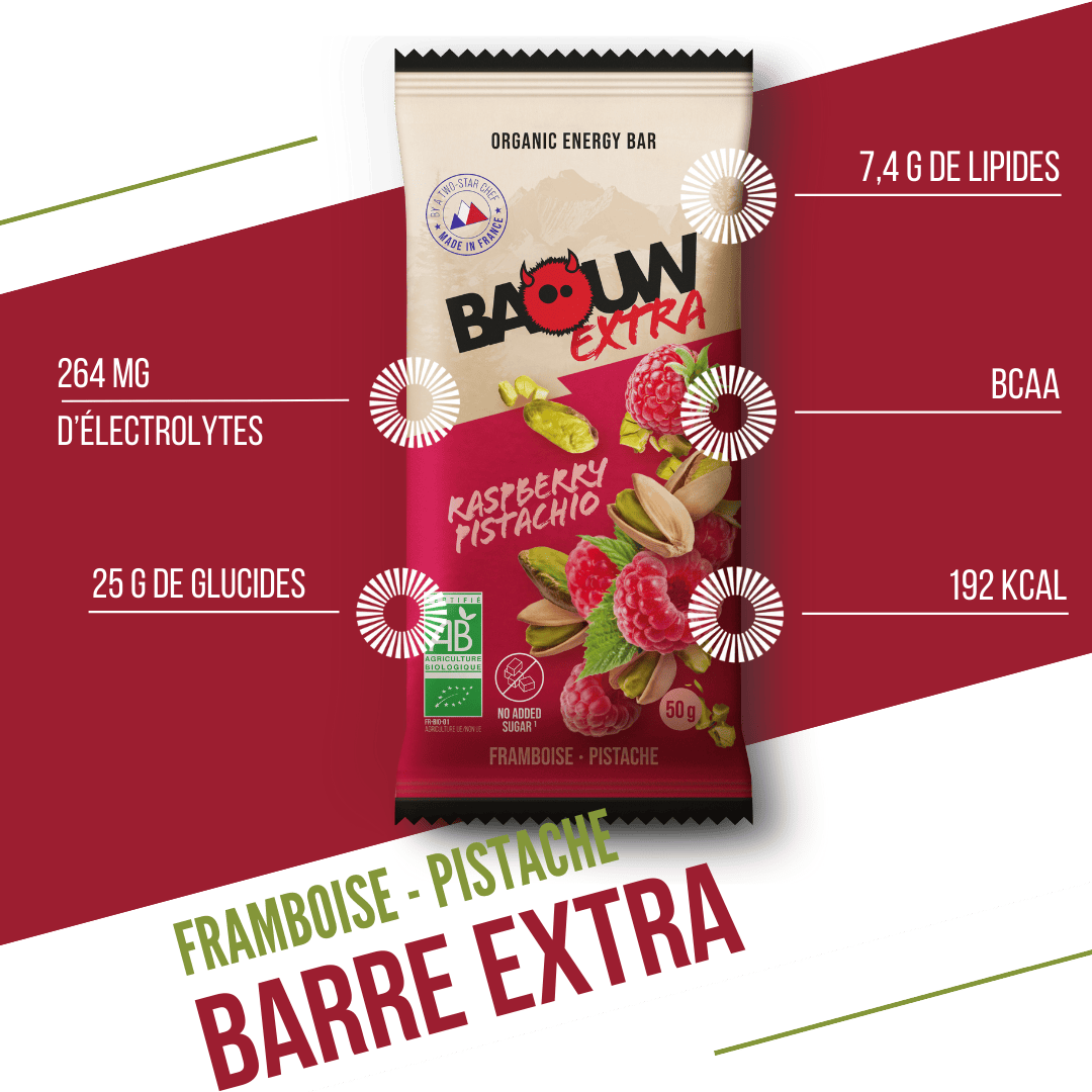BAOUW ORGANIC EXTRA vadelma-pistaasipatukka (50g)