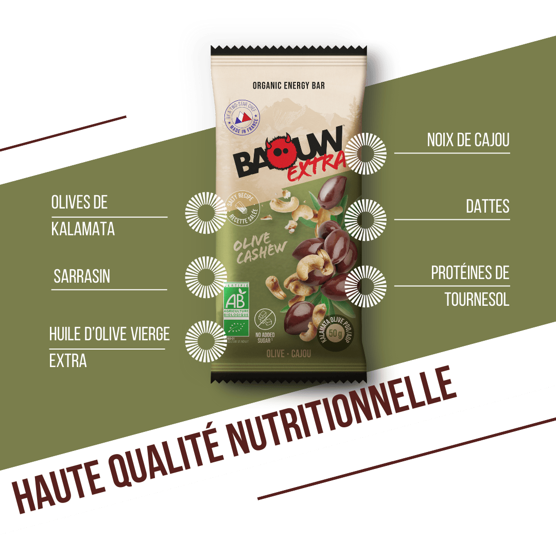 BAOUW ORGANIC EXTRA Suolattu oliivi-cashew energiapatukka (50g)