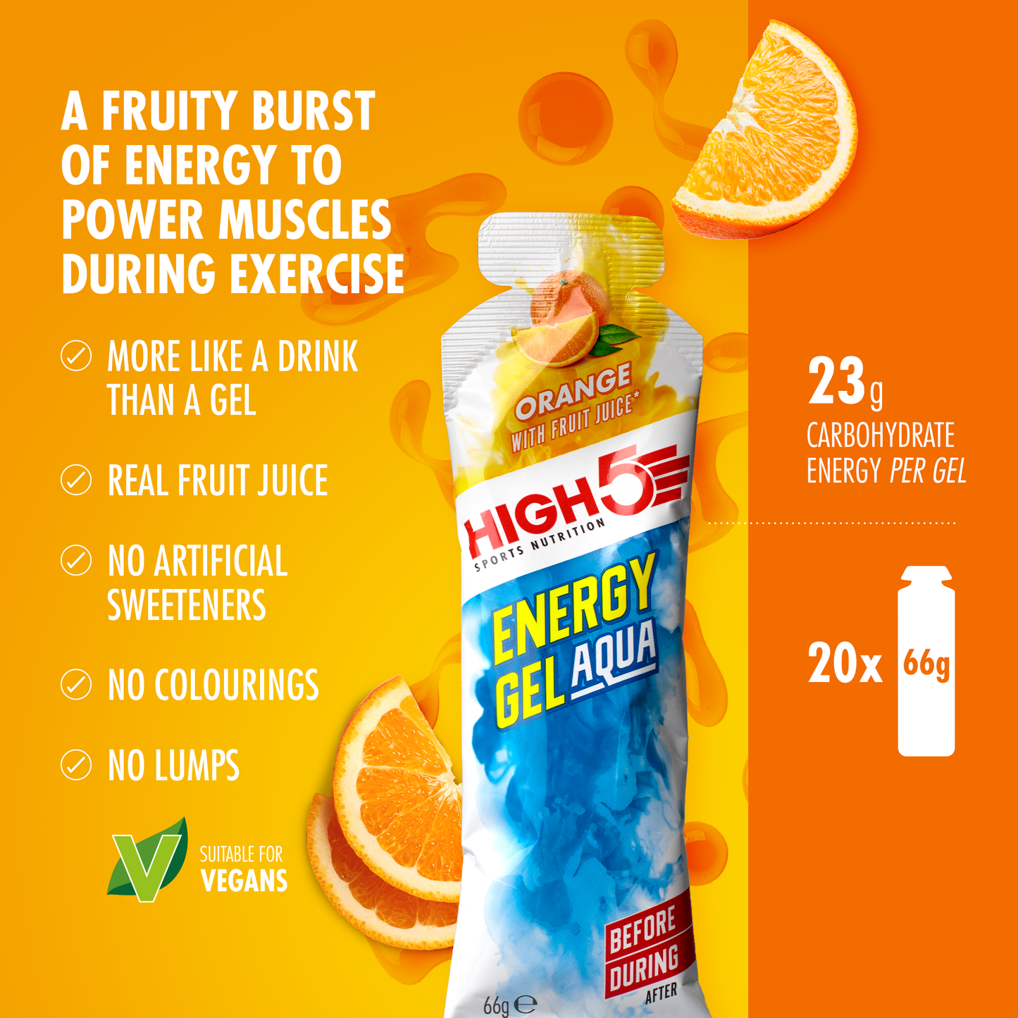 HIGH5 ENERGY GEL Aqua (66g) Oranssi
