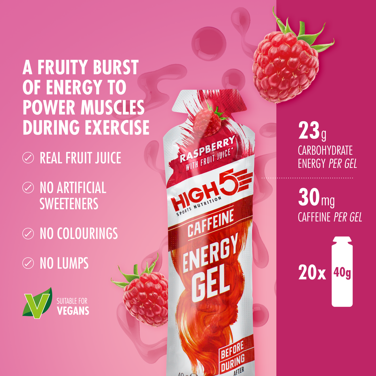 HIGH5 ENERGIAGEELI Kofeiini (40g) Vadelma