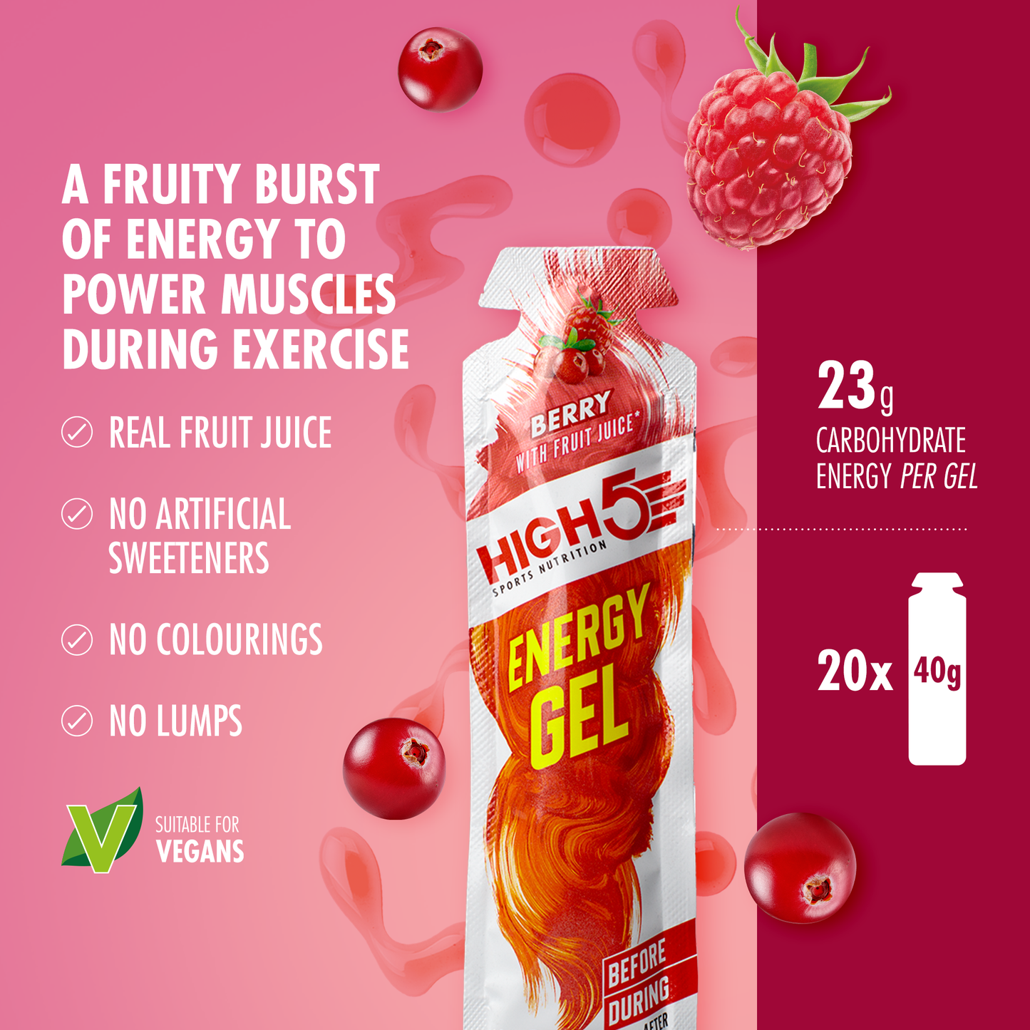 HIGH5 ENERGIAGEELI (40g) Punaiset marjat