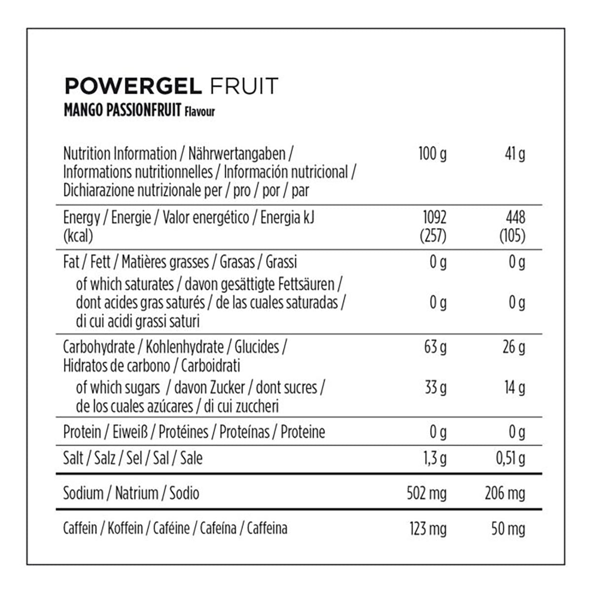 POWERBAR POWERGEL FRUIT Energiageeli (41g) kofeiinipitoinen Passion Food (kofeiinipitoinen)