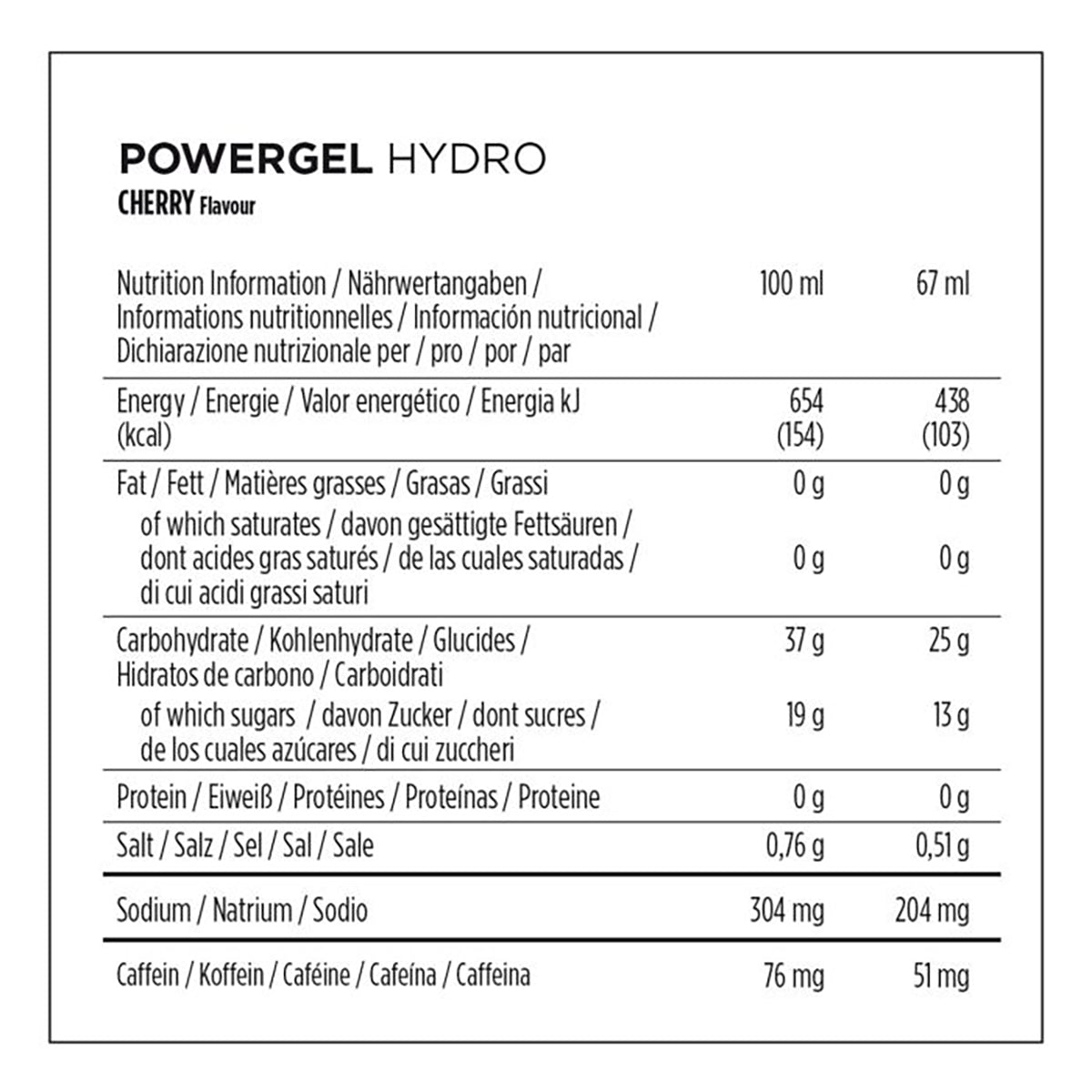 POWERBAR POWERGEL HYDRO Energiageeli (41g) Kofeiinikirsikka)