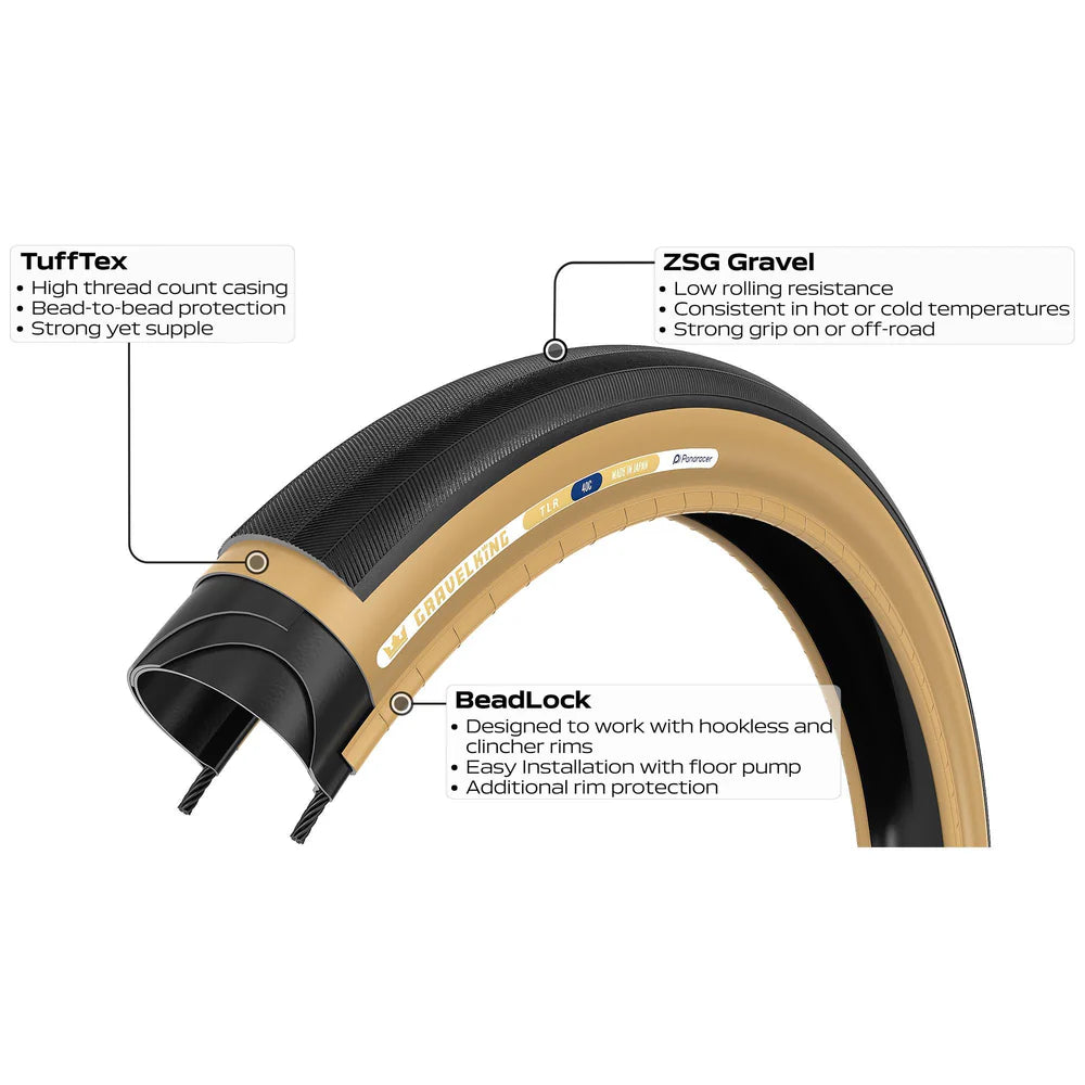 PANARACER GRAVELKING SLICK TLR 700x30c Tubeless Ready Beige rengas