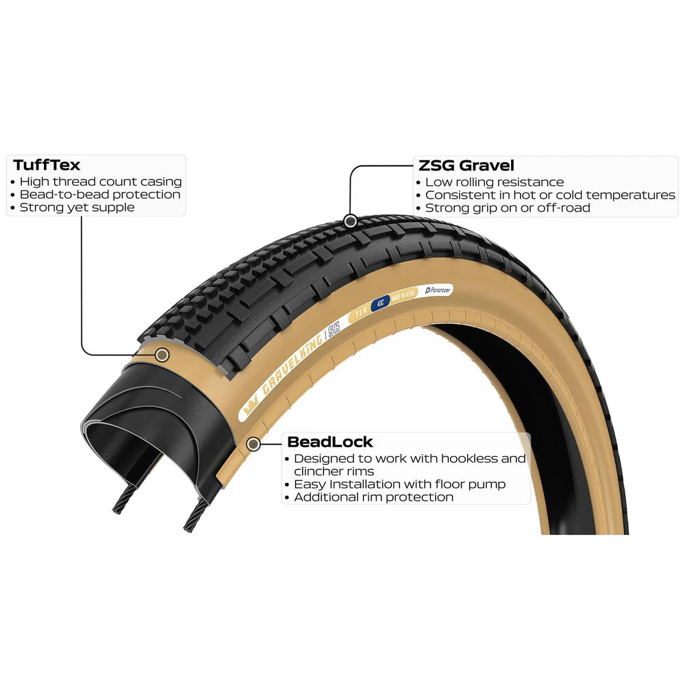 PANARACER GRAVELKING SK TLR 700x40c Tubeless Ready Beige rengas