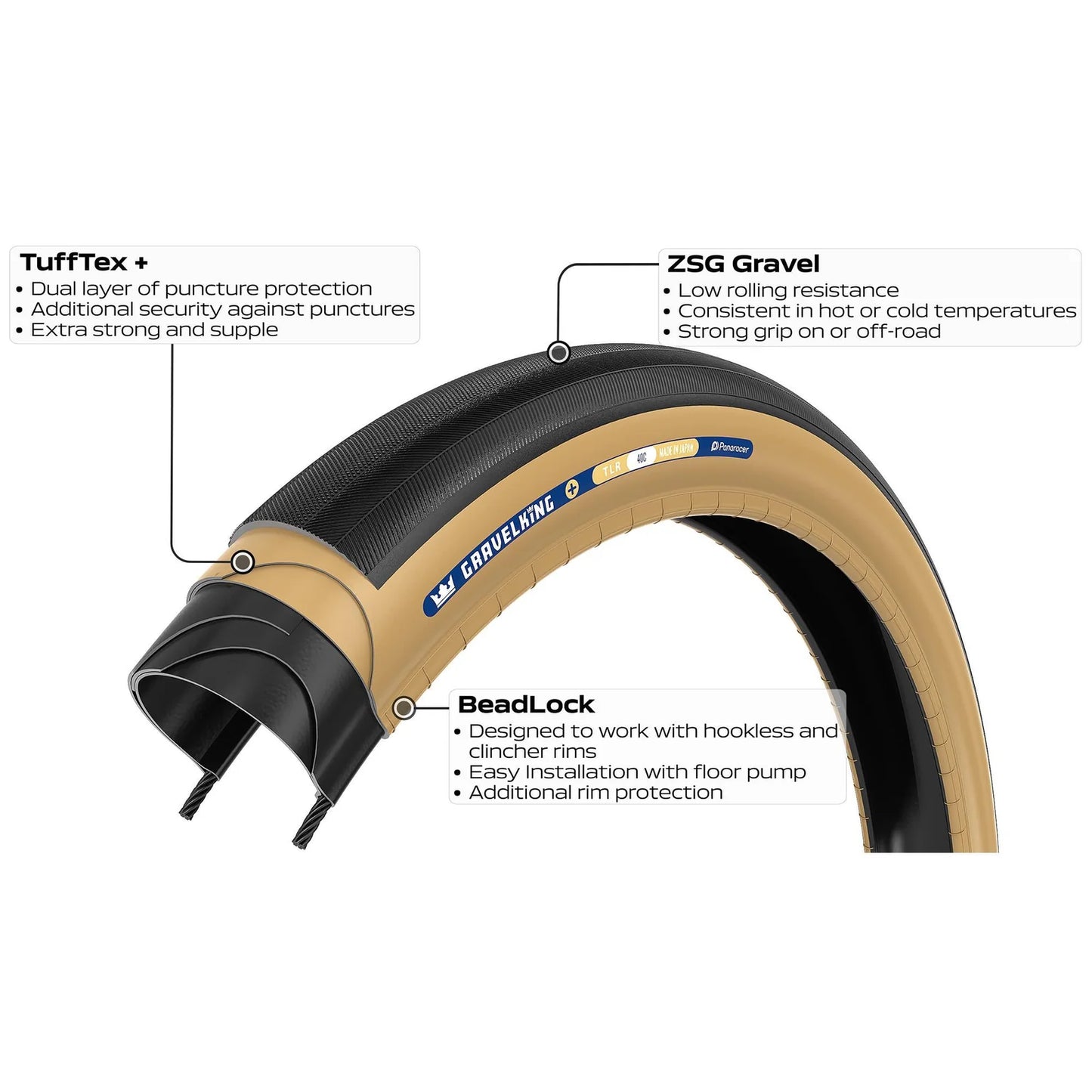 PANARACER GRAVELKING SLICK+ TLR 700x35 rengas Tubeless Ready Musta