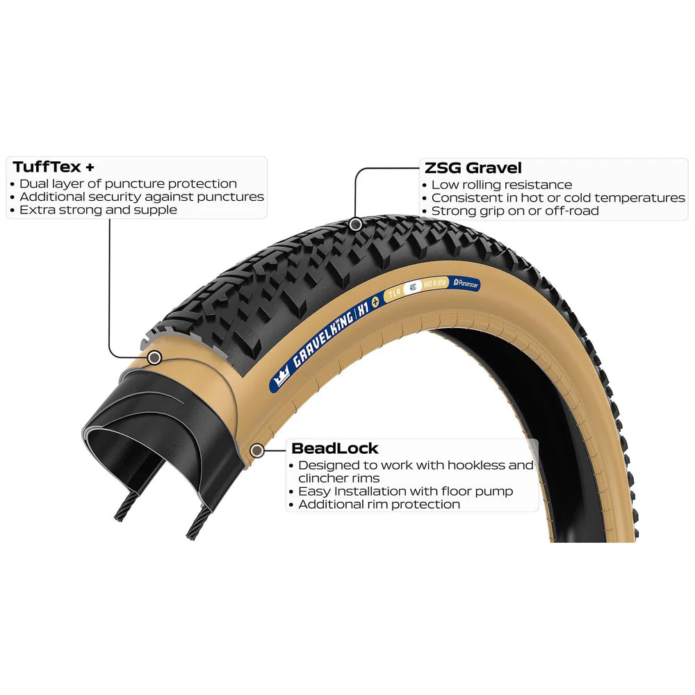 PANARACER GRAVELKING X1+ TLR 700x35c Tubeless Ready Musta rengas