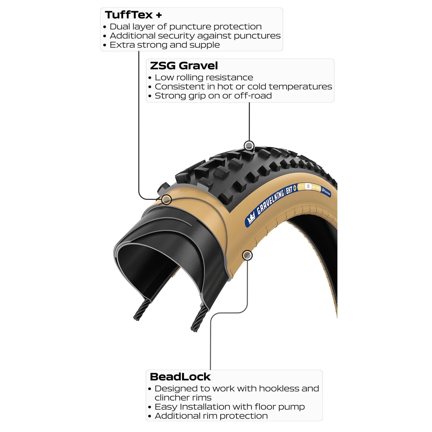 PANARACER GRAVELKING EXT+ TLR 700x38c Tubeless Ready Musta rengas