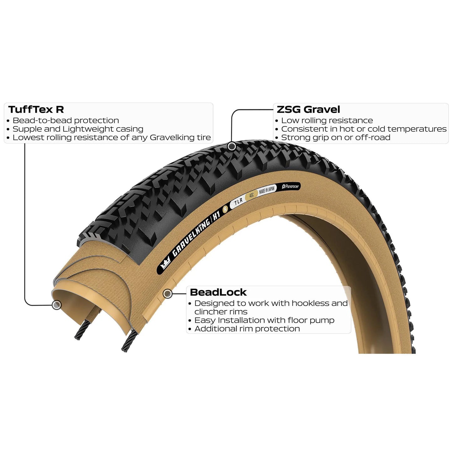 PANARACER GRAVELKING X1 R-LINE TLR 700x35c Tubeless Ready Beige-rengas