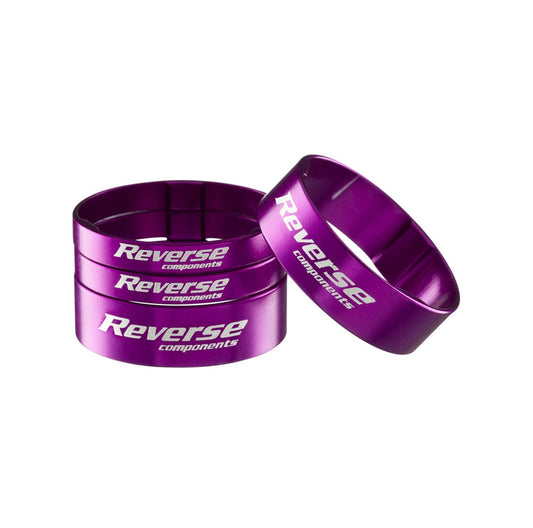 REVERSE COMPONENTS -ohjausvälilevyjen sarja, ultrakevyt alumiini, 1"1/8, violetti