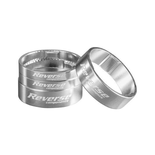 REVERSE COMPONENTS -ohjausvälilevyjen sarja, ultrakevyt alumiini, 1"1/8, hopea