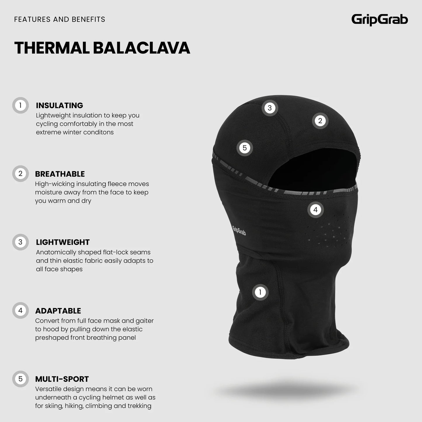 GRIPGRAB THERMO WINTER Balaclava Musta