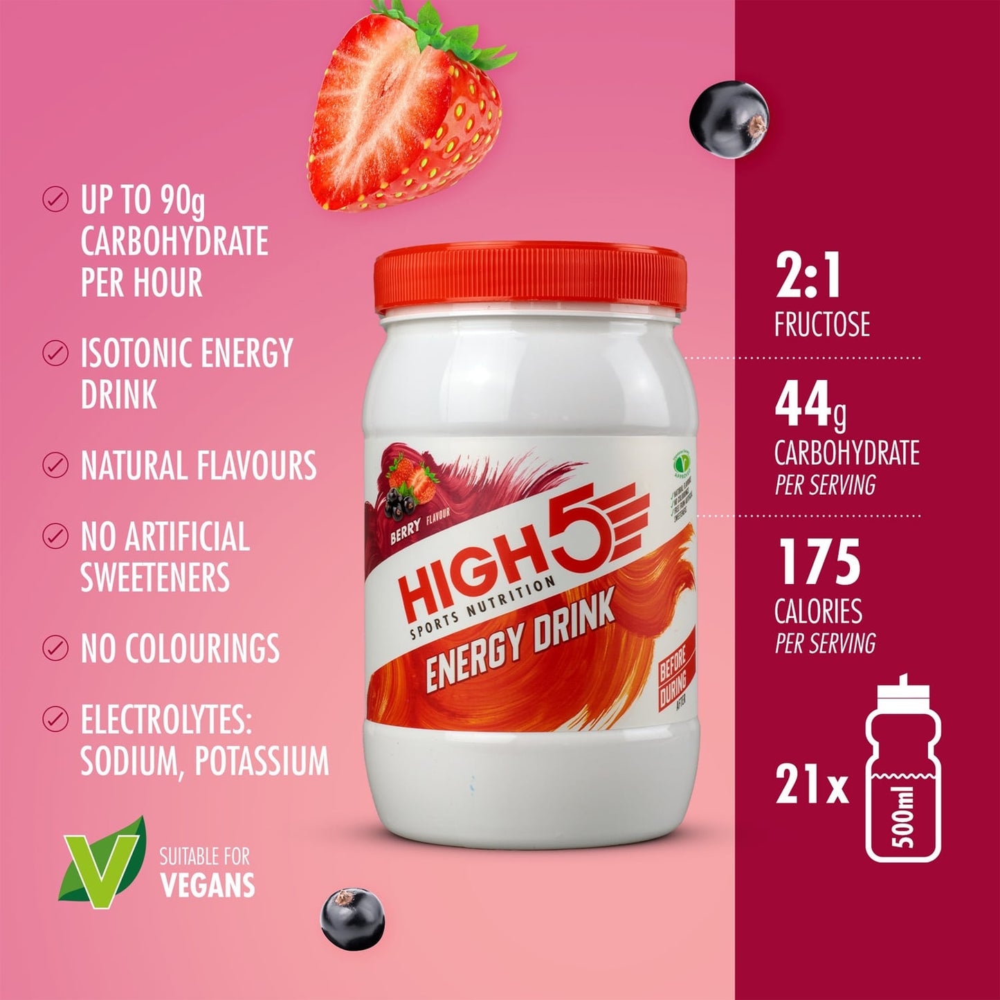 High5 ENERGIAJUOMA (1kg) Punaiset hedelmät