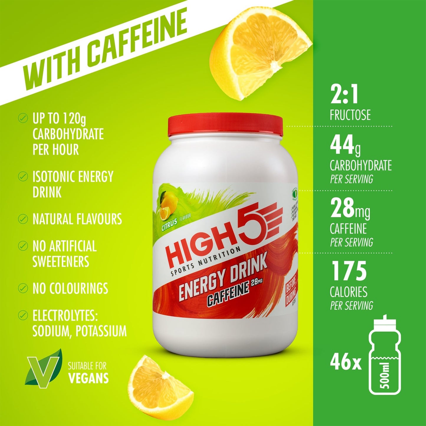 Energiajuoma HIGH5 ENERGIAJUOMA KAFFEIINI (2.2kg) Sitruuna